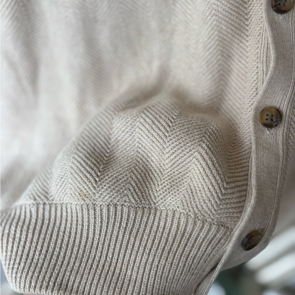Roundtree & Yorke Cream Cardigan Sweater Size XXL 100% Cotton V Neck Chevron - Picture 6 of 9